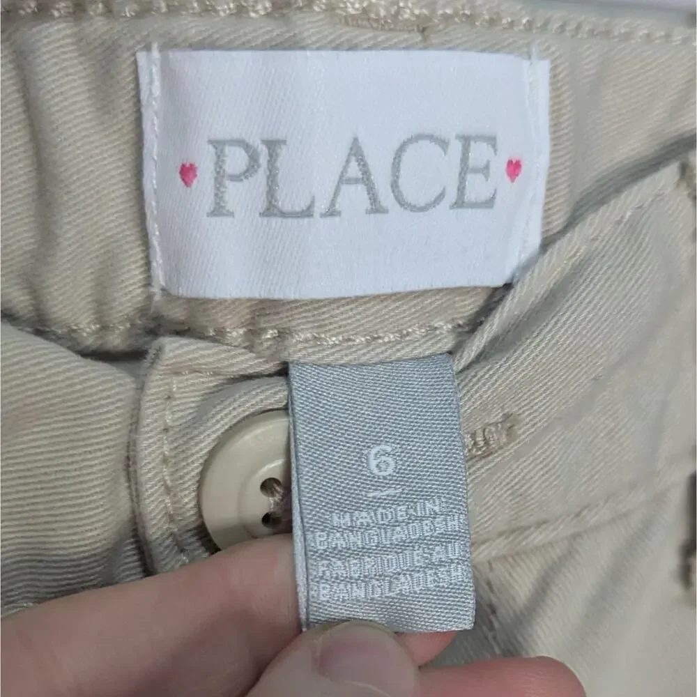 Children's Place Khaki Girls Uniform Flat Front 2-Pocket Flare Pants Size 6